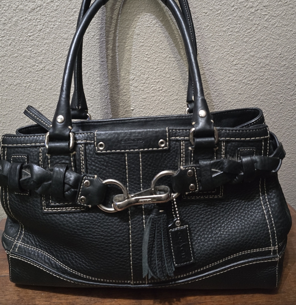 Black Pebble Leather Coach Purse The Hampton Satchel